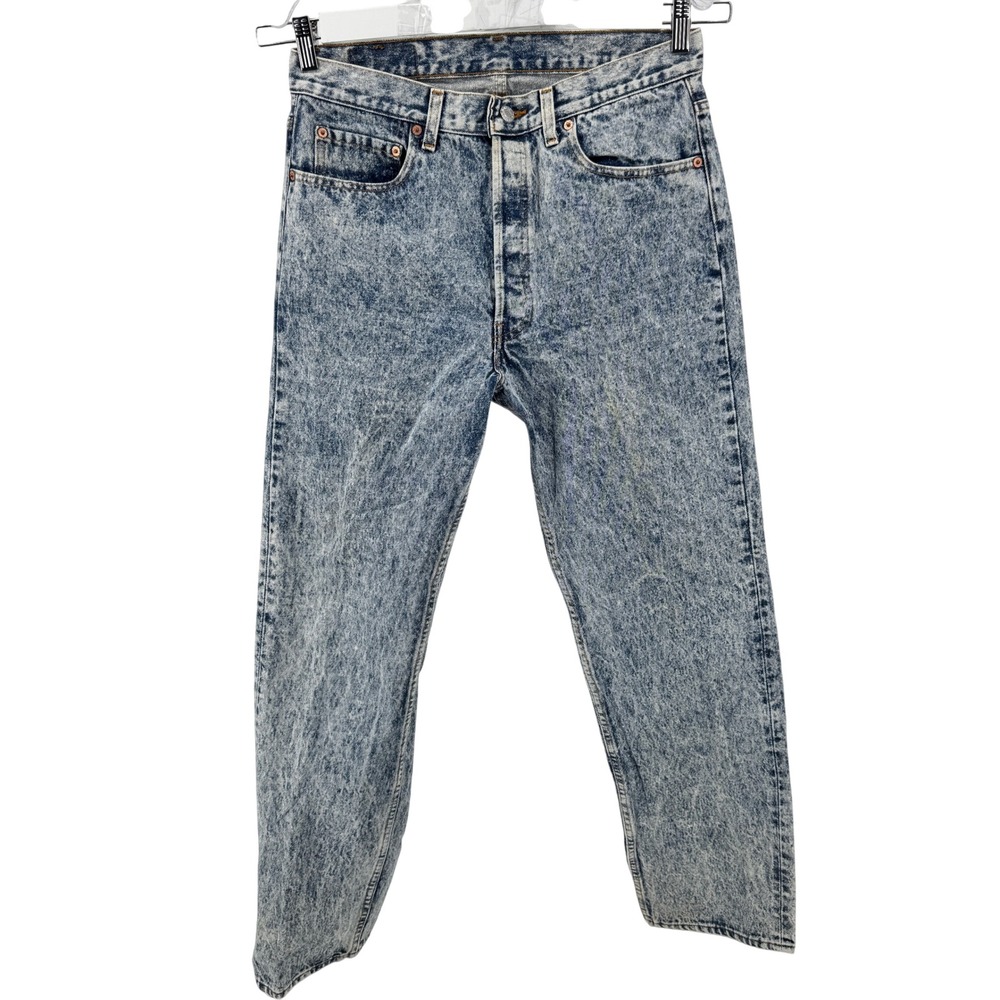 Vintage Levi's 501 Men's 32x32 Acid Wash Jeans USA Made Blue‎ Denim 90s Button